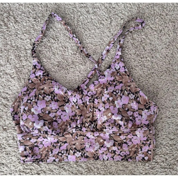 Offline by aerie Real Me Stretch Sports Bra Size XS Floral Cross Back - Picture 2 of 5